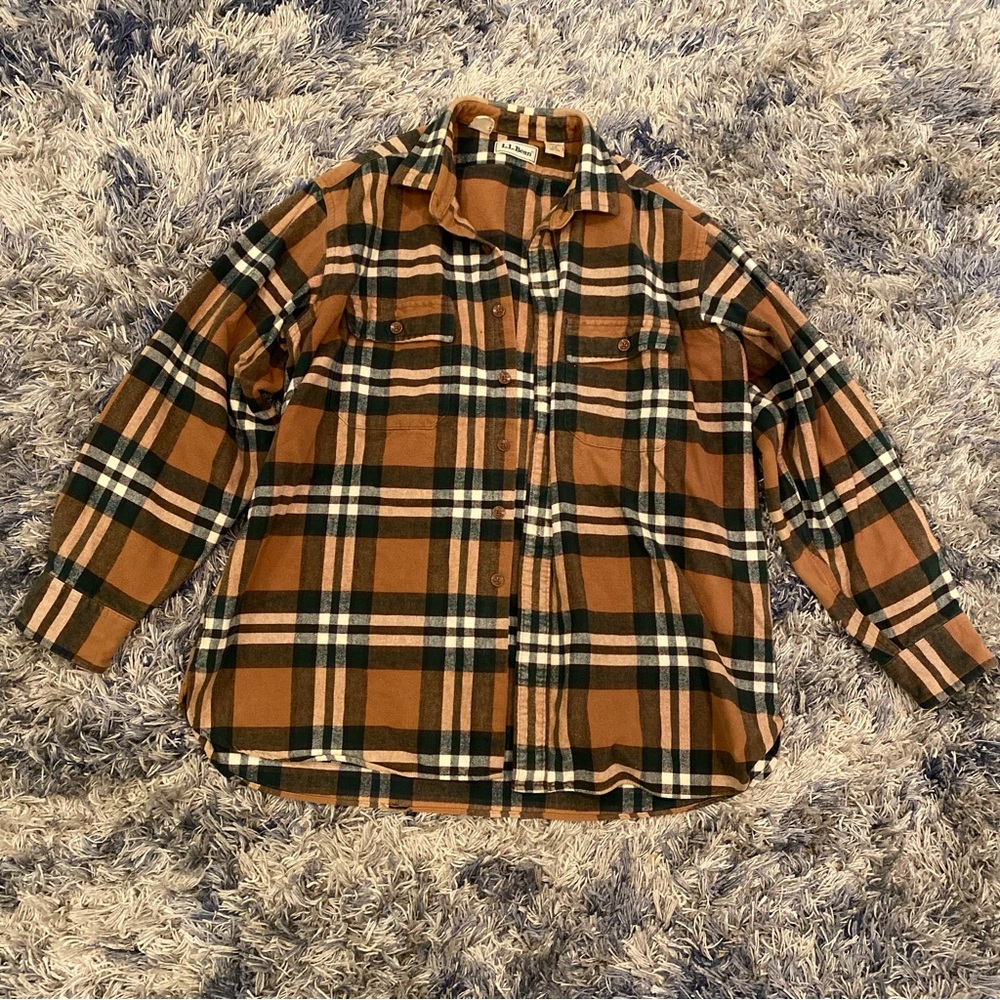 Vintage Men’s L.L. Bean Flannel Shirt Jacket Size Large Fits Like A Medium